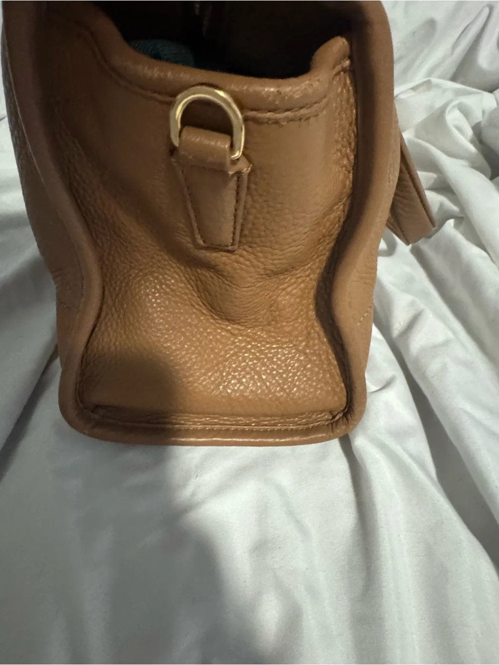 Tory Burch Cognac Leather Satchel with Gold Logo